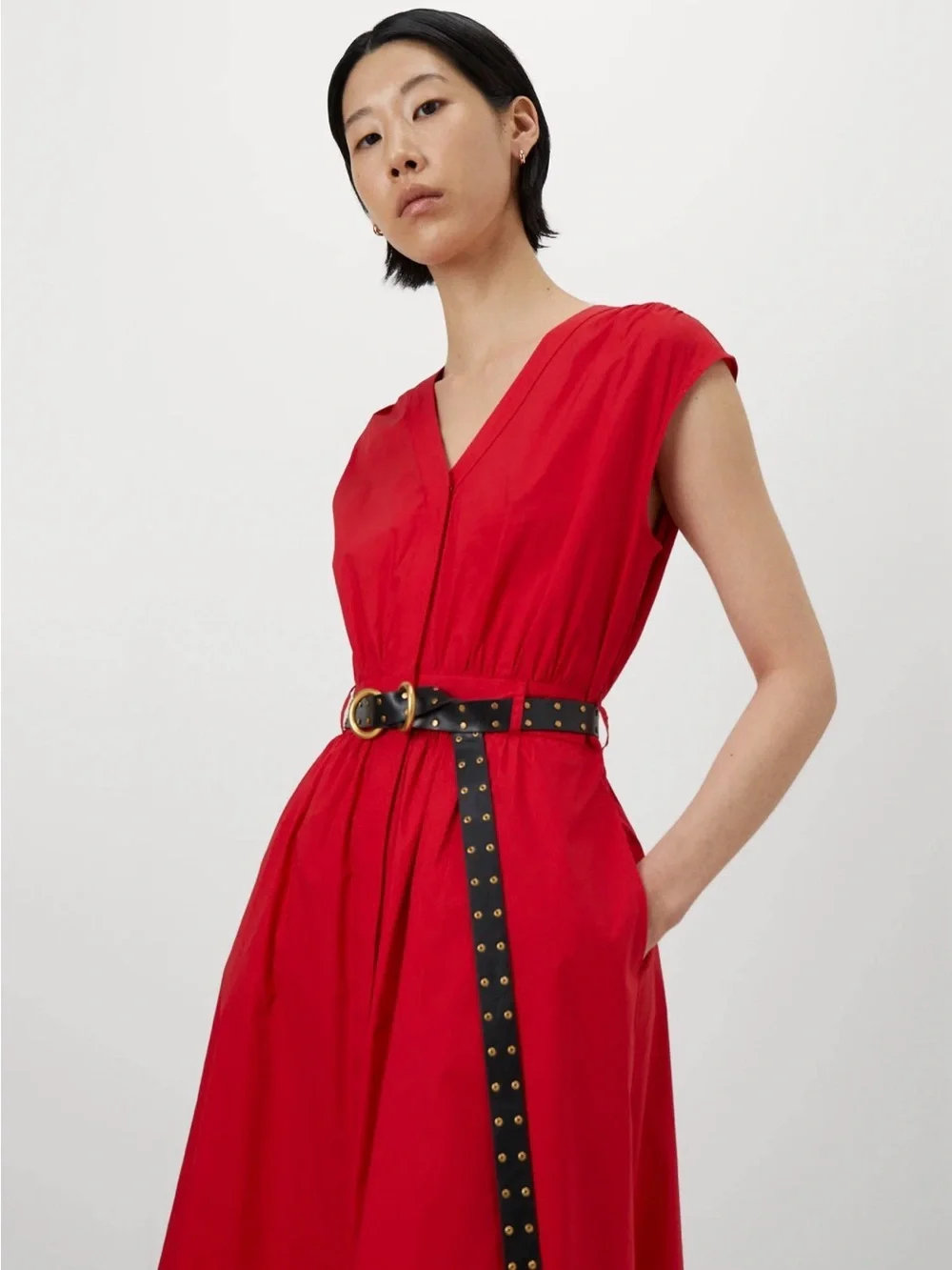 Michael Kors Optic Orange Belted Pleated Dress NWT Size Large - Picture 6 of 12